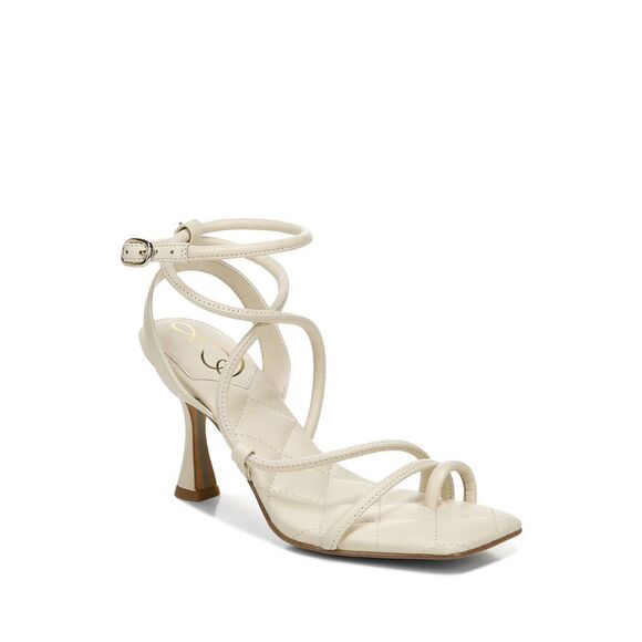NWT SAM EDELMAN Womens Ivory Maven Square Toe Flare Leather Heeled Sandal 9.5 M - Picture 1 of 2